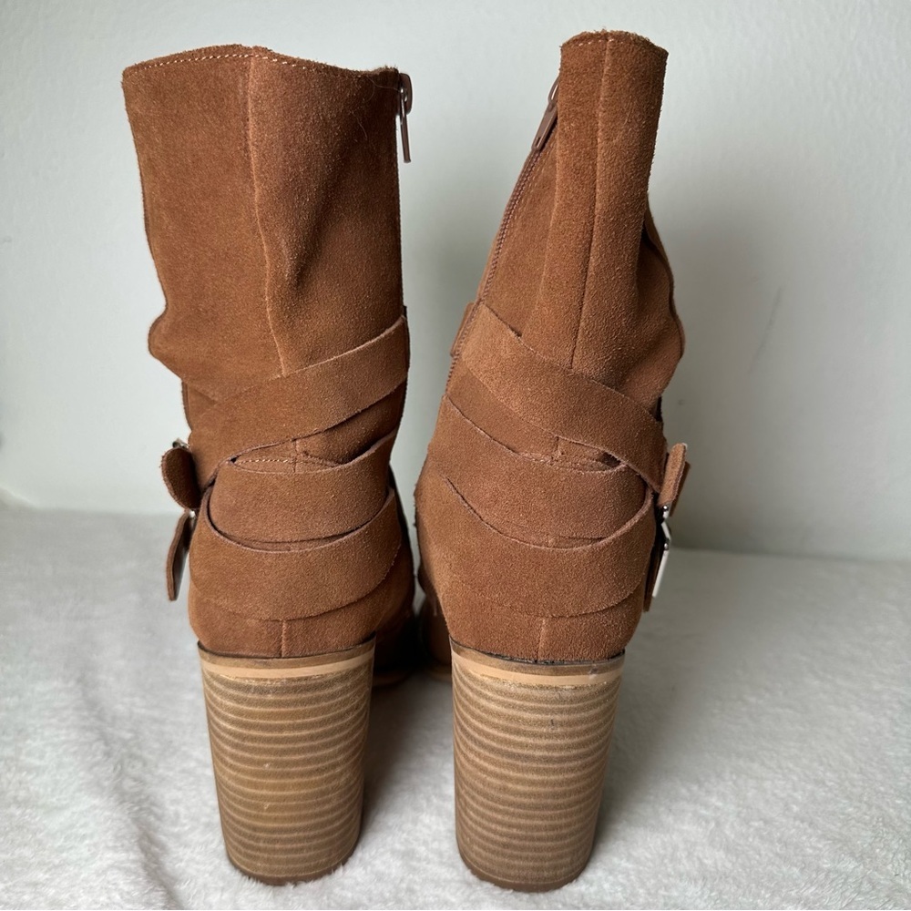 Chelsea & Violet CV-Vicky Brown Suede Heeled Pointed Toe Boots Booties - Picture 5 of 14